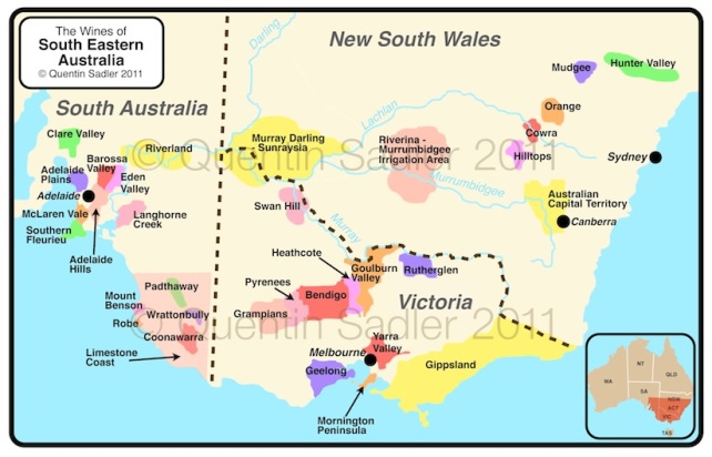 Map of South Eastern Australia – click for a larger view – non watermarked PDF versions are available by agreement.
